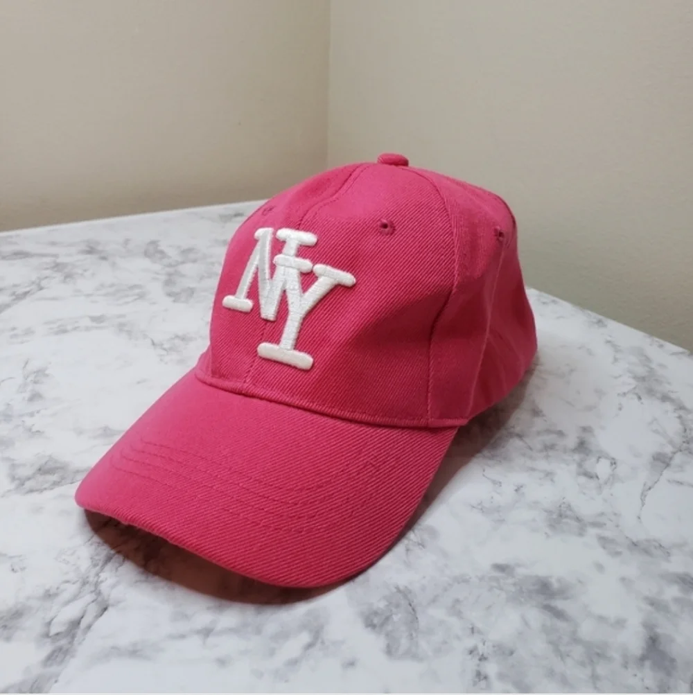 NY Embroidered Hot Pink Baseball Cap - Adjustable Y2K Style